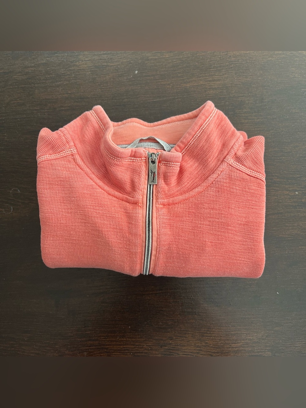 Tommy Bahama 100% Cotton Coral Zip-Up Pullover Sweater - Picture 12 of 13